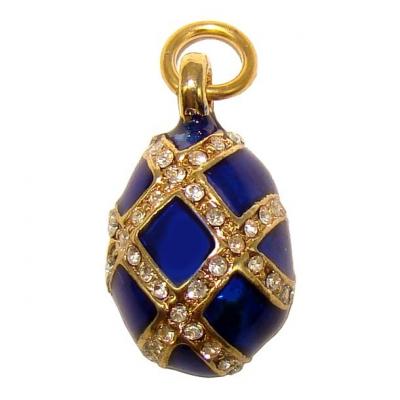 Pendentif Oeuf bleu- Pendentif email bleu et stass faberge style   Bijou russe