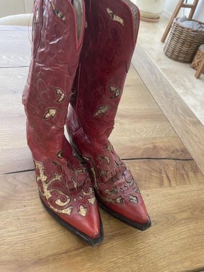 santiags rouges en cuir GOWEST vintage femme