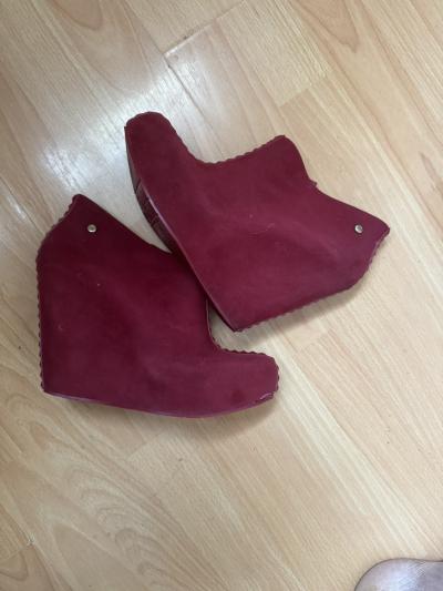 Melissa Women s Burgundy Hidden Wedge Ankle Boots EU 39 Slip On Brazil