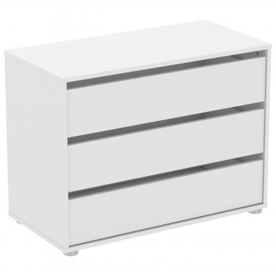 BLOKTY Petite Commode de Rangement 3 Tiroirs Blanc Mat, Fabriqu� en France