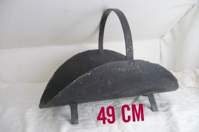 Ancien Porte B�ches Chemin�e Fer Forg� Noir IMPOSANT  TRES DECO