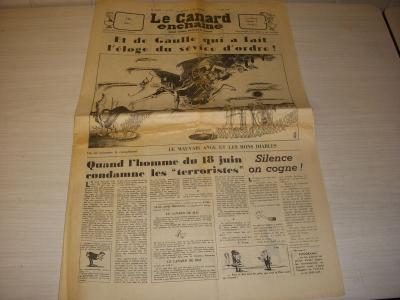 CANARD ENCHAINE 2485 12.06.1968 ELOGE de de GAULLE aux FORCES de l'ORDRE
