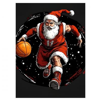 Affiche de No�l Santa Basketball | D�coration murale festive | D�cor de salle