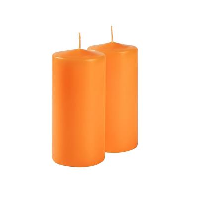 Lot de 4 bougies  Couleur orange  Diam�tre 7 cm, Hauteur 15 cm  Dur�e 85 Heur...