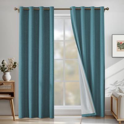 Rideau 100% Occultant, 140x200cm, Effet Lin Lot De 2, Rideau Thermique Isolan...