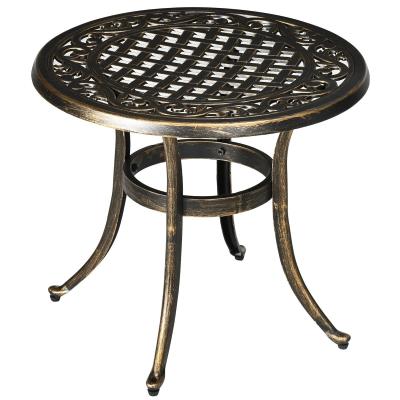Outsunny Table de jardin ronde �60 cm aluminium table d'appoint table de balcon bronze 52,5 c