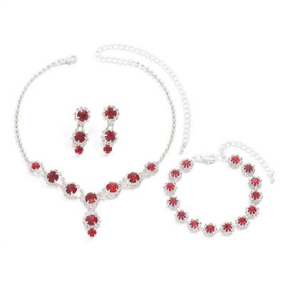 Parure Bijoux Cristaux Ronds Brillants Collier Boucles Bracelet Ensemble �l�g...