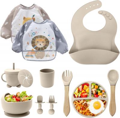 Set Repas B�b� 12 Pi�ces Silicone Assiette Ventouse Bol Cuill�re chaise haute