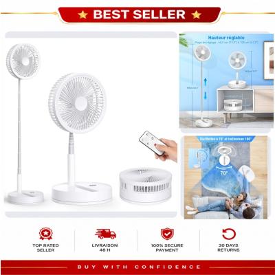 Ventilateur sur Pied Oscillant Silencieux 8.6'' Pliable T�l�commande 4 Vitesses