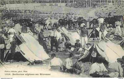 Carte Postale Ancienne   Militaria   Chasseurs Alpins   Batteries alpines au Biv