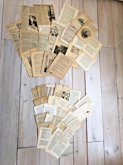 Lot de 50 pages de vieux papiers pour scrapbooking