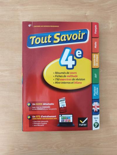 Tout Savoir 4e Hatier livre scolaire toutes mati�res coll�ge