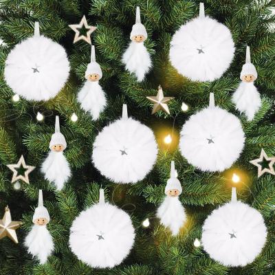 12Pcs Plume Blanche D�corations de No�l, Poup�e Ange et Flocon de Neige Plume...