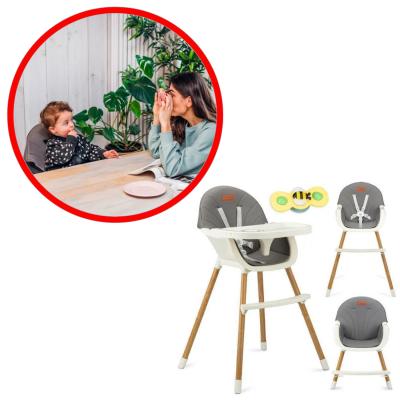 MoMi REKI Chaise Haute B�b� �volutive 2 en 1 Plateau Double Lavable Gris 6m 5ans