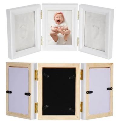 Cadre Empreintes B�b� Kit Argile Bois Mains Pieds Naissance Cadeau Souvenir
