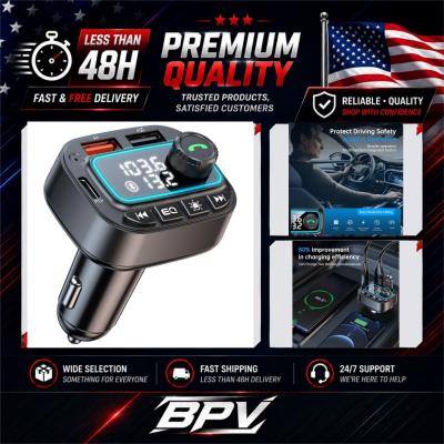 Tayderley Bluetooth 5.3 Transmetteur FM Adaptateur Voiture 42W Chargeur USB C