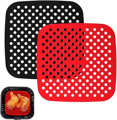 2 Pi�ces Tapis de Friteuse � Air en Silicone, 8.5 Pouces Tapis de Panier de F...
