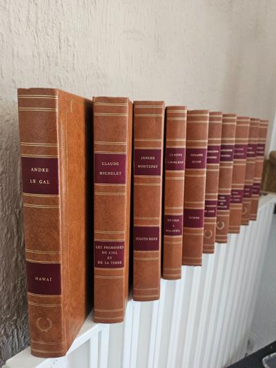 Lot de 10 volumes de litt�rature fran�aise contemporaine aux superbes reliures m