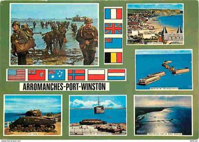 Carte Postale   14   Arromanches   Multivues   Militaria   Drapeaux   CPM   Voir