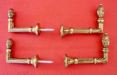 lot de 4 CROCHETS ANCIENS EN LAITON POUR RIDEAUX AMEUBLEMENT DECORATION