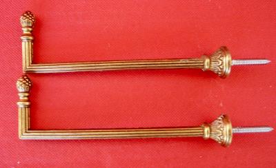 lot de 2 CROCHETS ANCIENS EN LAITON POUR RIDEAUX AMEUBLEMENT DECORATION Lg 150 m