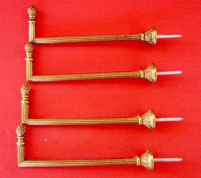 lot de 4 CROCHETS ANCIENS EN LAITON POUR RIDEAUX AMEUBLEMENT DECORATION Lg 150 m