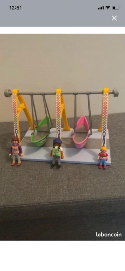 Playmobil Balan�oire double miniature vert rose avec 3 figurines