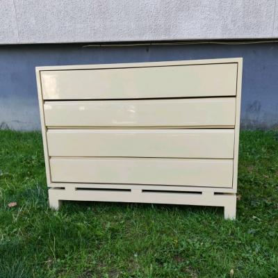 Commode 4 tiroirs beige cr�me L100cm socle Ming vintage 70's