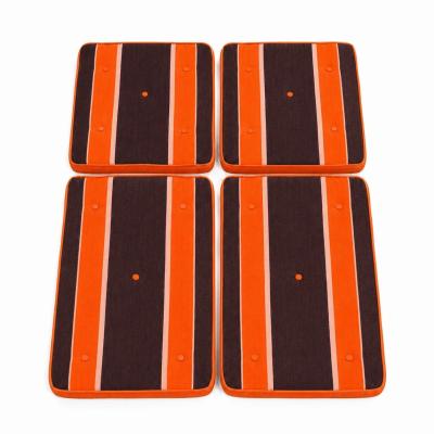 Lot de 2 coussins de chaise - transat vintage orange et marron ray�s 115 cm