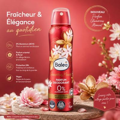 Balea Glamorous Moment   D�odorant Parfum� 150 ml 0% Aluminium Parfum Floral Ori