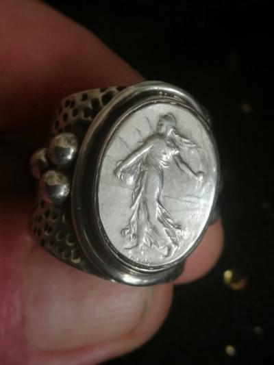 Bague en argent massif 925-1000  50cts Argent 1918