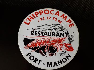 Autocollant vintage restaurant L'hippocampe Fort Mahon 12 cm