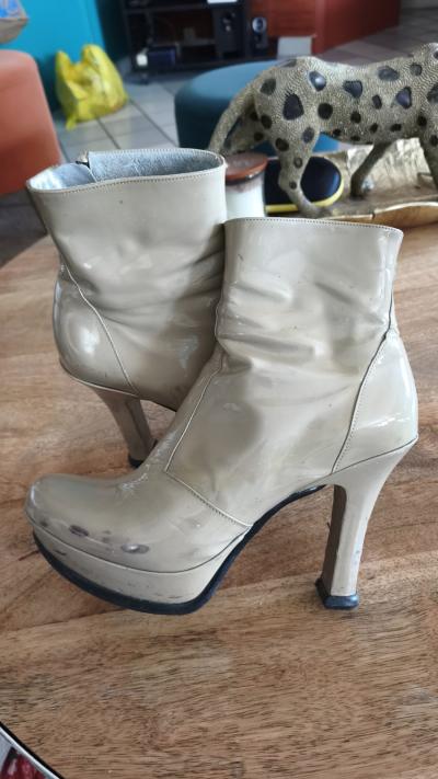 FREE LANCE Bottines femme cuir vernis beige EU 37,5 plateforme talon aiguille