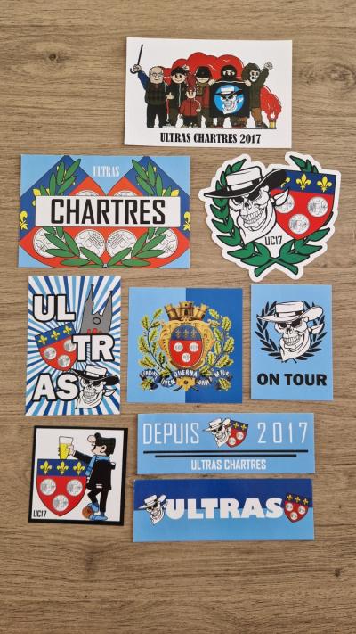Ultras Chartres Lot 9 autocollants stickers Foot Uc17 C'chartes Football