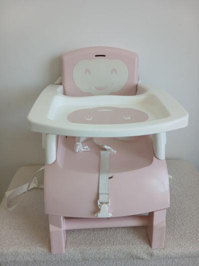 Thermobaby r�hausseur de chaise b�b�, chaise haute, rose et blanc (1985)
