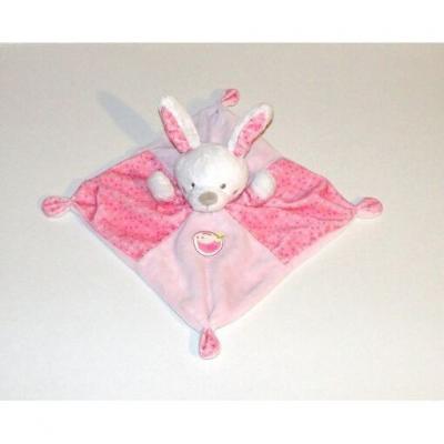 Doudou Plat Lapin Mots D'enfants Leclerc Blanc Rose Jouet Bebe Naissance Peluche