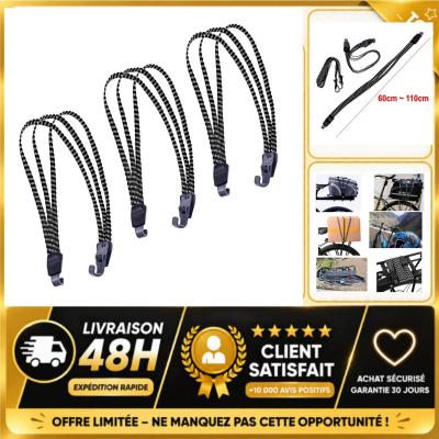 Lot de 3 Sangles �lastiques Porte Bagages V�lo avec Crochets, Tendeurs