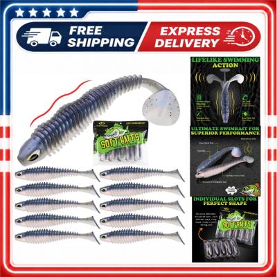 Leurres de p�che en plastique souple Paddle Tail Swimbaits 4,1 pouces 10 pi�ces perle bleue