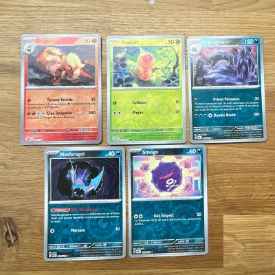 Pok�mon 5 Cartes Nosferapti Smogo Arcanin Aspicot Grotadmorv Reverse S�rie 151