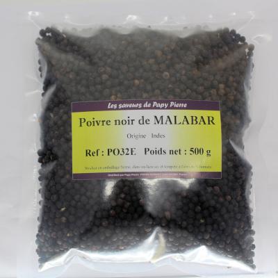 PO32C Poivre noir de Malabar (Indes) en sachet PE de 5 Kilogrammes
