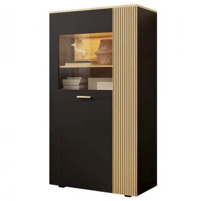 Armoire de rangement noir effet bois 1 porte 4 �tag�res 80x40x146 cm