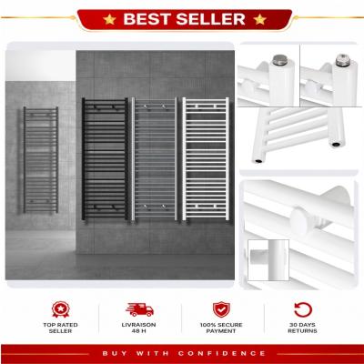 Radiateur Salle de Bain Design Sahara 600x1500 mm Blanc Droit Raccordement