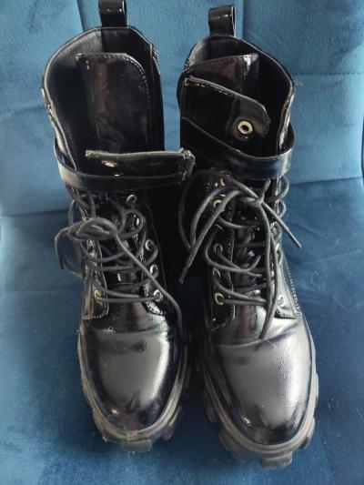 Bottes Chunky noir vernis femme 39