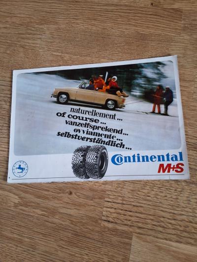 Grand Autocollant publicitaire ancien pneus CONTINENTAL M S