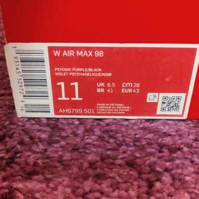 Nike Air Max 98 Baskets Homme violet-rouge-blanc-noir EU 43 US 11 AH6799 501