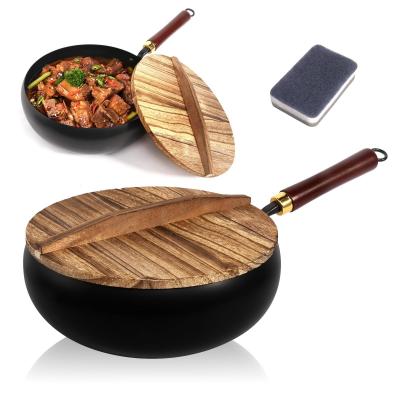 Casserole en Fer Forg� � la Main, Po�le Japonaise en Fer Forg� avec Couvercle