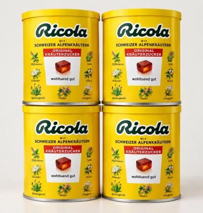 Lot de 4 bo�tes Ricola Original Kr�uterzucker 250 g Bonbons aux plantes suisses