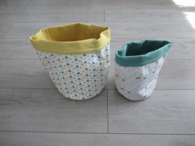 Lot de 2 pot vide poche b�b� en tissu jaune et bleu canard Maison du Monde