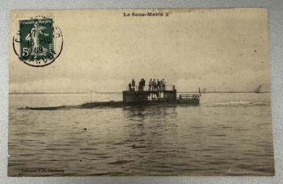 CPA Cherbourg 1909 Submarine X Q35 French Navy Militaria Postcard Dauphin