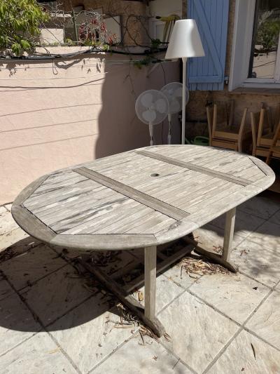 Eden Garden table de jardin ovale teck 180x120x72 cm trou parasol